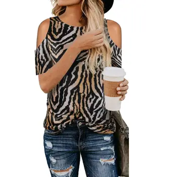 Vasaras sieviešu t krekls ar Īsām piedurknēm modes off pleca top dāmas leopard tshirt Atpūtas Maskēties T-kreklu apdruka, drēbes, camiseta