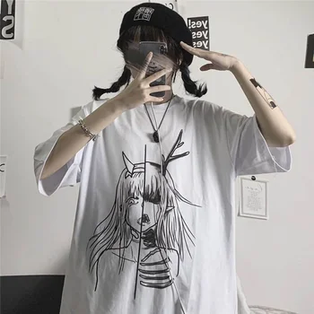 Vasaras Tshirt Sieviešu T Krekls Harajuku Īsām piedurknēm Sieviešu korejas Personības Drukāšanas Zaudēt Studentu Savvaļas Balts T-krekls Ins Augšu