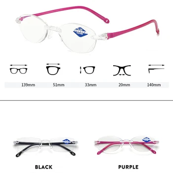 VCKA 2020 Vīrieši Sievietes Lasījumā bez apmales Brilles Anti Zilā Gaisma Palielinājumu, Briļļu Presbyopic Briļļu Dioptrijas okulary +100 LĪDZ+400