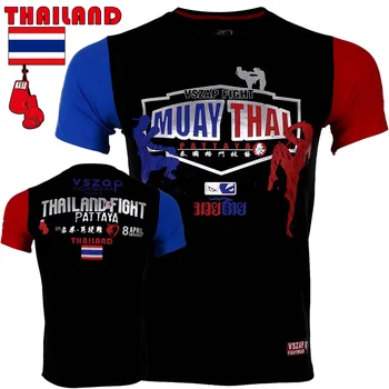 Vszap Vīriešiem MUAY THAI mma Jersey Boksa, MMA Piedurknēm Cīņa Valkāt Tiger Muay Thai T Kreklu Vilku