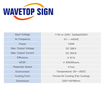 WaveTopSign MYJG-80W CO2 Lāzera Barošanas Kategorijas par CO2 Lāzera Gravēšanas un Griešanas Mašīna