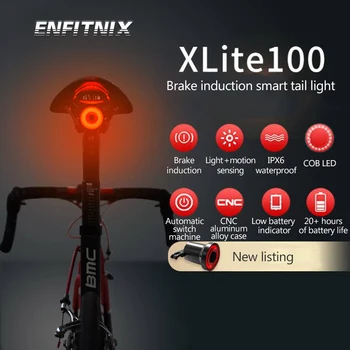 Xlite100 Velosipēdu Taillight Auto Start/Stop Bremžu Uzrādi IPx6 Ūdensdrošs LED Uzlādes Riteņbraukšana Enfitnix 30 lm Aizmugurējās Gaismas velosipēds