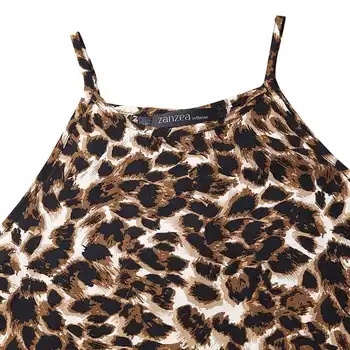 ZANZEA 2021. gada Vasaras Sexy Siksna Leopards Drukāt Sundress Sieviešu Kleita bez Piedurknēm Sieviešu Plus Lieluma Gadījuma Zaudēt Puse Vestido Sarafans