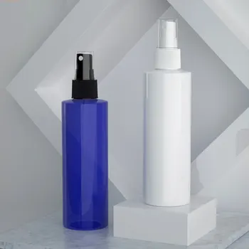 Zila Kārta Tukšas Plastmasas Pudeles Migla Smidzinātājs 200ml Kosmētikas Tilpnes Smaržu Pudele Ar Aerosola Sūkni, Balta Caurspīdīga Pudele
