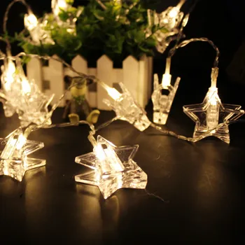 Zvaigzne Formas Foto Klipu LED String Gaismas Pasaku Vainags Gaismas Ziemassvētku Rotājumi Mājās Āra Guļamistaba Navidad Brīvdienu Diy