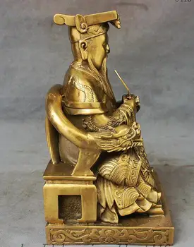 Ķīna Tīra Misiņa Sēdēt Taoism Augstākā Dievība, Jade Imperatora Dievs Pūķis Drēbes Statuja