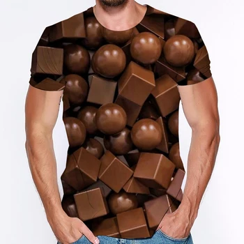 Šokolādes 3d Vīrietis T-Krekls ar Īsām Piedurknēm Vīriešu Radošo Mānīšanās Modelis Vīriešu T-krekls Vasaras Liela Izmēra Apģērbi Vīriešiem un Sievietēm
