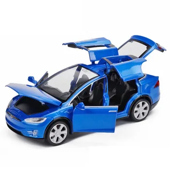 1:32 Tesla Model Auto Rotaļu X90 Metāla Modeļa Transportlīdzekļa Acousto optikas Pull-back Rotaļlietu Auto par Bērnu Dāvanu