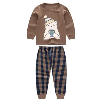 1-9 Y Cute Bērnu Pidžamas Komplekts Kokvilnas Pidžamas Bērniem Baby Meitenes ar garām Piedurknēm Rudens Pidžamu Cartoon Kids Sleepwear Apģērbu Komplekti