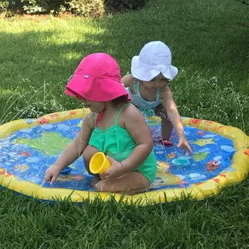 100cm Vasaras Bērnu Āra Ūdens Spēles Spēlēt Pludmales Paklājiņš Zālienu Piepūšamās Sprinkleru Pildītās Rotaļlietas Spilvenu Dāvanu Jautri, Lai Bērniem Baby