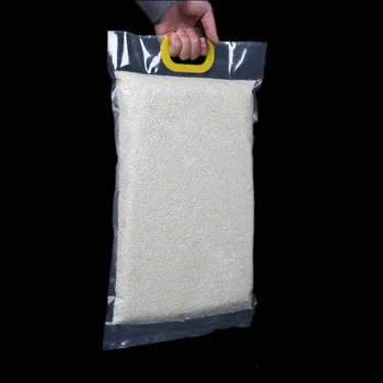 10pcs 5kg 10kg rīsu vakuuma iepakojuma maisus graudu un sojas pārtikas liela, caurspīdīga plastmasas maisiņi ar rokturi biezums 30 vadu