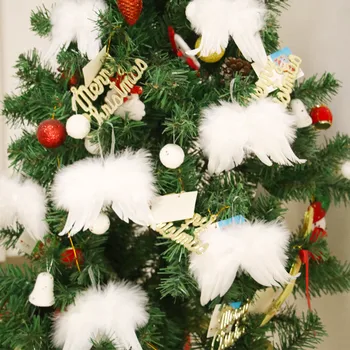 10Pcs Baltām Spalvām Spārnu Mājas Puse, Kāzu Rotājumi, Ziemassvētku Dekori Jauki Šiks Eņģelis Ziemassvētku Eglīte Apdares Karājas Ornaments