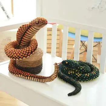 1pc 130cm Simulācijas Kobra un Python Čūska Plīša Rotaļlietu, Mīksto Pildījumu Zodiaka Lelles Jautra Dāvana Bērniem, Bērnu Rotaļlietas Puse