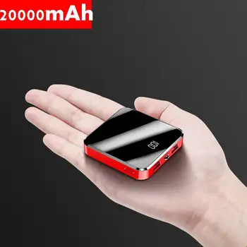 20000 mAh Jauda Banka Portatīvo Lādētāju, 2 USB Spogulis Ekrāna Mini PowerBank 20000mAh Ārējo Akumulatoru Smart Mobilais Tālrunis