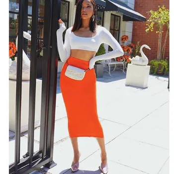 2019 Modes Stiept Slim Svārki Sieviešu Augsti Elastīgs Iepakojums Hip Cietu Zīmuli Svārki Lady Maxi Svārki