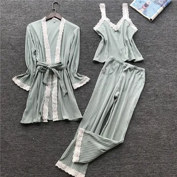 3 Gabali, pidžamas sieviešu kokvilnas mīksta naktsveļu pijama rudens ziemas pidžamas komplekts sieviešu sleepwear mājas tērps pyjama femme 2019