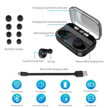 4000 mAh Bluetooth 5.0 Austiņas LED Displejs TWS Bezvadu Bluetooth Touch Austiņas Stereo IPx7 Ūdensizturīgs Earbuds par Smart tālruni