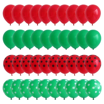 40pcs Sarkanu Arbūza Iedvesmoja Lateksa Baloni Zaļā Agate un Red Polka Dot Balonu Vasarā Dzimšanas dienas svinības Rotājumi Gaisa Globos