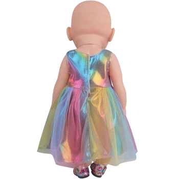 43 cm bērnu lelles apģērbu Varavīksnes princese mežģīņu kleita Amerikāņu lelle kleita jaundzimušo svārki Bērnu rotaļlietas fit 18 collu Meitenes, lelle f861