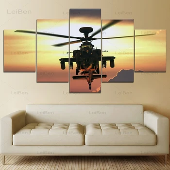 5 Gabali Hd Helikopteru Kanvas Glezna Cīnītājs Dzenskrūves Sienas, Mākslas Plakātu Mūsdienu Mājas Dekoru Moduļu Attēlu un Izdruku Bez Rāmja