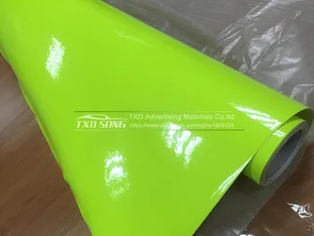 50cm*200/300/400/500/600cm Premium Glossy Fluorescējoši Dzeltena Vinila Uzlīmes, Luminiscences Vinyl Wrap Plēve, Auto Virsbūves apdare
