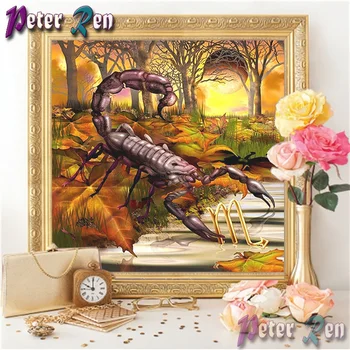 5d Dzīvnieku koka scorpion Dimanta Krāsošana pilnu Kvadrātveida\Kārta Rhinestone Dimanta Izšuvumi Mozaīkas attēlu Roku darbs mājās apdare