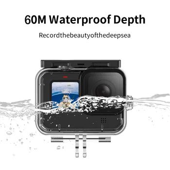 60M Ūdensizturīgs Gadījumā GoPro Hero 9 Black Aizsardzības Daivings, Zemūdens Korpuss Korpusa Vāks Go Pro 9 Fotokameras Aksesuārs