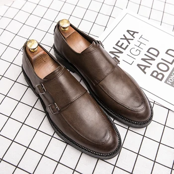 AGUTZM Retro Dizains, liela izmēra 38-47 Vīriešiem kleitu kurpes Classic paslīdēt uz uzņēmējdarbības ādas siksna mūks oficiālu kurpes vīriešiem oxford apaļu purngalu