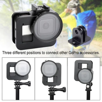 Alumīnija Sakausējuma Aizsardzības Gadījumā, par GoPro Hero 8 Melnā Metāla Karkasa Būra + UV Objektīva Filtru Go Pro 8 Kameru Piederumi