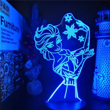 Anime Skaitļi Disney Elsa 3D Modeli, Saldēti II LED Nakts Ligths Dāvanu Krāsa Mainās Rīcības Figma Kolektora Brinquedos Bērniem Lelle