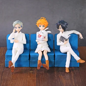 Anime Solīto Neverland Emma Norman Ray PVC Rīcības Attēls rotaļlietas anime Sēž dīvāns Emma Norman Ray lelles modelis rotaļlieta dāvana