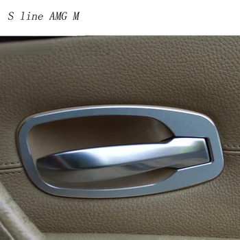 Auto stils Interjerā Durvju Roktura Vāciņš Melns, Durvju Bļodā Uzlīmes apdares Līstes BMW e60 5 sērija 2006-2010 auto piederumi