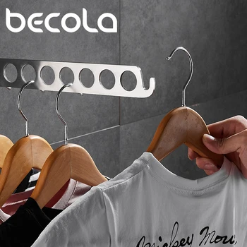 BECOLA 8-caurums Atbalsta Pakaramie Drēbju Žāvēšanas paliktnis Daudzfunkciju Nerūsējošā Tērauda Drēbes Rack Mājas Uzglabāšanas Pakaramie