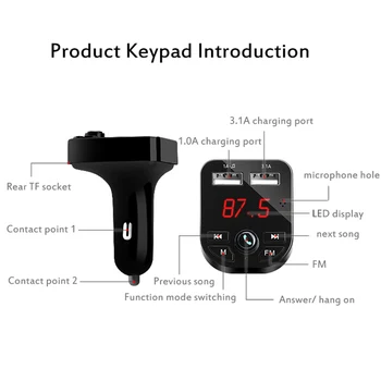Bluetooth, fm raidītājs Brīvroku Automašīnas Komplekts Auto Audio MP3 Atskaņotājs ar 3.1 Ātri Uzlādēt Dual USB Automašīnas Lādētājs