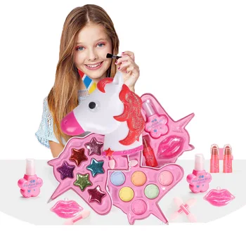 Bērnu Kosmētikas Komplekts Princess Kosmētikas komplekti Unicorn Make Up Lodziņu, Droši Mazgājami Izlikties, Spēlēt veido Rotaļlietas Meitene Bērniem Aplauzums Komplekts