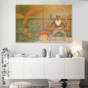 Citon Balthus《Vidusjūras Kaķis》Grafiskas Audekls, Eļļas Glezna Mākslas Ainu Sienas Dekori Mūsdienu Mājas Dzīvojamā telpu Dekorēšana