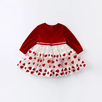DB15671 dave bella rudens baby meitene cute ziedu appliques patīk kleita bērnu modes puse kleita bērniem, zīdaiņu lolita drēbes