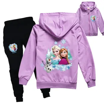 Disney Meitene Rudenī 2020. Gadam Gadījuma Ziemas Džemperis Apģērbu Komplekti Saldētas Elza Anna Kawaii Mazas Meitenes Tracksuit Bērnu Apģērbs
