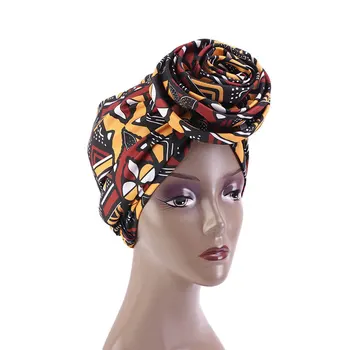 Elegants Musulmaņu Liela Ziedu Turban Cepuri Klp Modes Āfrikas Stila Lakatu Cepures Galvas Apsējs Dāma, Matu Aksesuāri