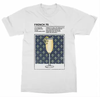 Francijas 75 T Krekls Jaukts Dzēriens, Kokteilis Alkohola Bārmenis Booze Laimīgā Dzērienu Stunda