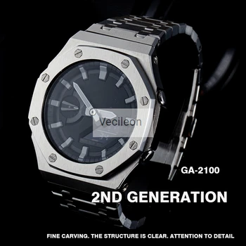 GA2100 Jaunākās Watchband un Bezel GA-2100 Skatīties Uzstādīt Modifikācijas Watchband Bezel Metāla 316L Nerūsējošā Tērauda Ar Instrumentiem