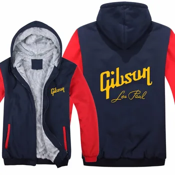 Gibson Hoodies Ziemas Jaka Vīriešiem Gadījuma Vilnas Starplikas Vilnas Gibson Les Paul Sporta Krekli Hoody Pulovers