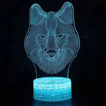 Guļ vilks tēma 3D Lampas LED nakts apgaismojums 7 Krāsas Maiņa Pieskarieties Garastāvokļa Lampa Ziemassvētku dāvanu Dropshippping