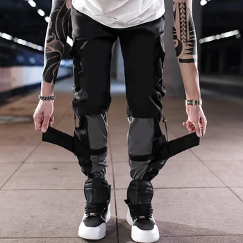 Hip Hop Joggers Vīriešiem 2020. Gadam Drukāšanas Mens Harēma Bikses Streetwear Lentes Casual Slim Potītes garuma Jogger Vīriešu Bikses