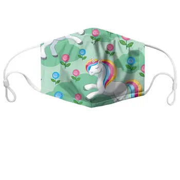 HYCOOL Pieaugušajiem Bērniem Sejas Maska Cute Rozā Ziedu Unicorn Drukāt Mazgājams Mutes Maska, Apdares Gadījuma Maska Modes Stilīgs Maska