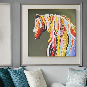 Islāma Sienas Mākslas Krāsains Zirgi Audekla Gleznu Abstraktu, Plakātu Izdrukas Dzīvnieku Sienas, Attēlus Dzīvojamā Istabā, Guļamistabā, Mājas Deor