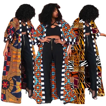 Jauna Vējjaka Āfrikas Etniskā Stila Dāmas Jaka Ilgi Drukāt Dashiki Apdullināšanu Elegants Āfrikas Drēbes Sievietēm