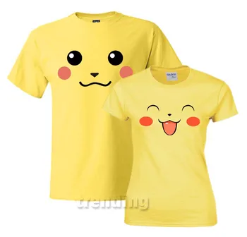 Jauno modes kokvilnas Vīrietis Sieviete fitnesa pāris cute karikatūra laimīgu sejas T-Krekls Vīriešiem Top T krekls Gadījuma tee vasaras Apģērbu