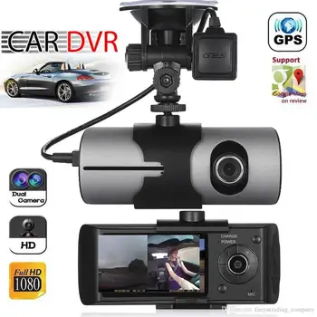 Jaunu HD Auto DVR Dual Objektīvs GPS Kameras Dash Cam Atpakaļskata videokameru Dash Cam Auto Registrator G-Sensors Auto DVRs X3000 R300