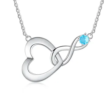 JewelOra Personalizētu Infinity Birthstone & Sirds Kaklarotas Sievietēm Sudraba Krāsu Pielāgot Gravēšana Nosaukums Kulons Māte Dāvanas